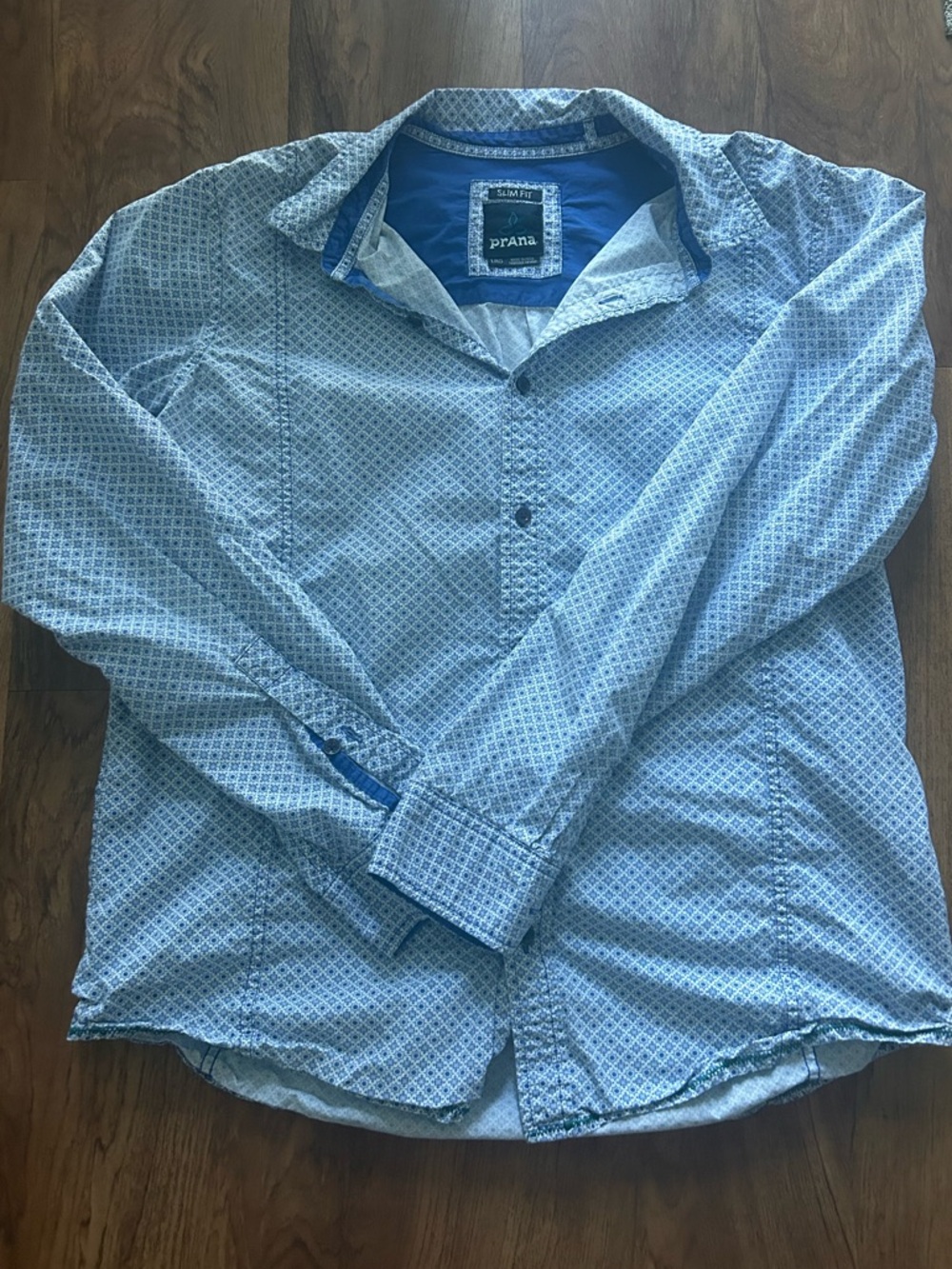 Prana Light Blue Micro-Pattern Button-Up Shirt